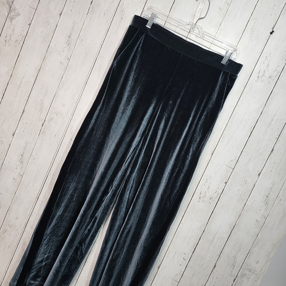 Betabrand Wide Leg Velvet Pull On Dress Pants High Rise Stretch Waist Size Large - Picture 3 of 8